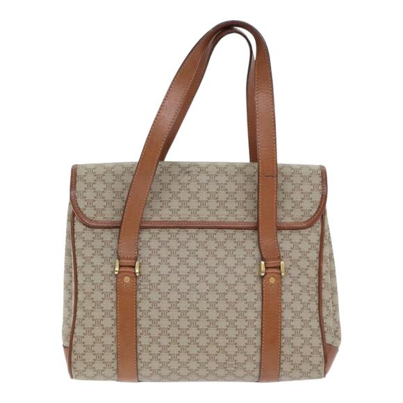 CELINE Macadam Canvas Hand Bag Beige Gold - Picture 2 of 16